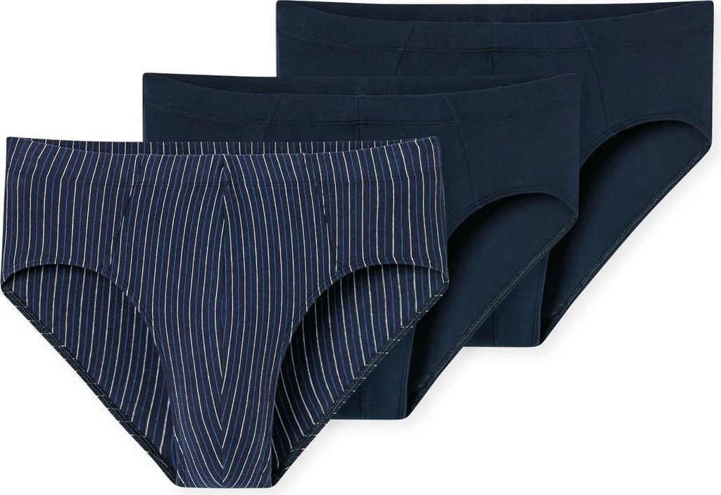 SCHIESSER Herren Slips, 3er Pack - "95/5", Supermini, Baumwolle Stretch, uni/gestreift Blau 4XL
