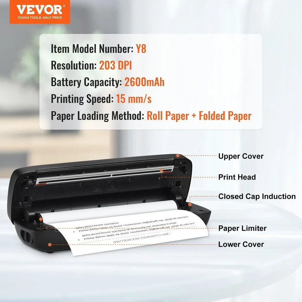 Mini Imprimante Sans Fil 2600 mAh - Solution Sans Encre Pour Documents