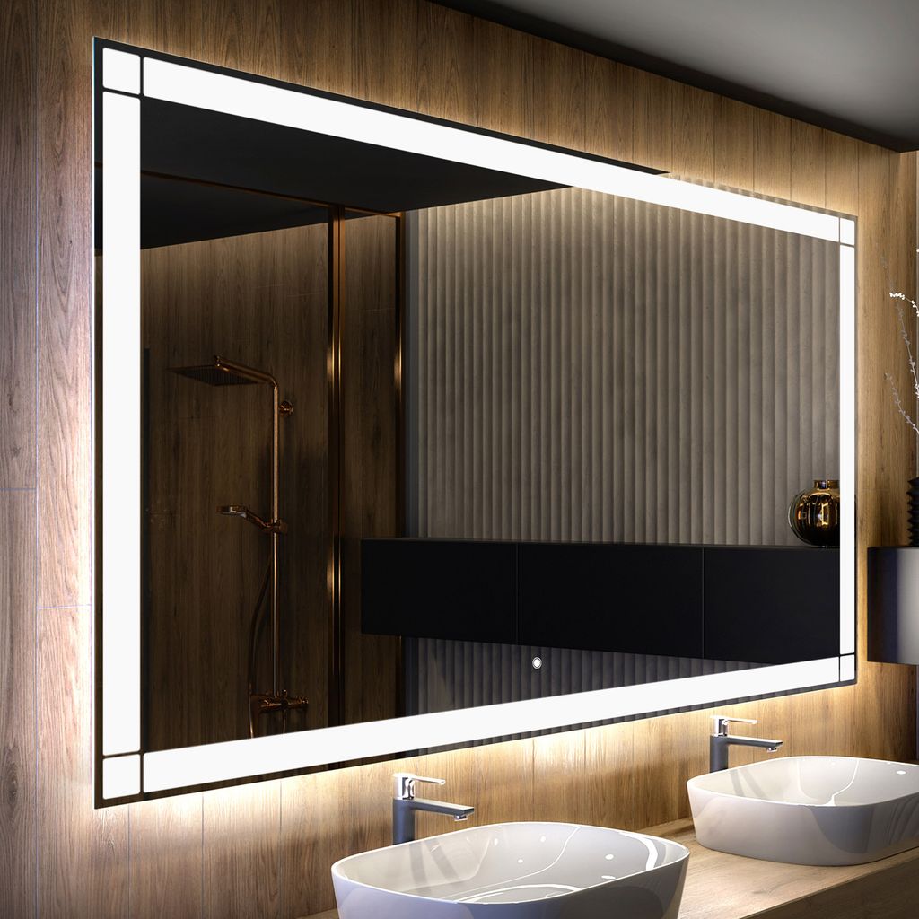 Artforma Badspiegel 140x60 cm - mit LED Beleuchtung - LED Farbe Kaltweiß 7000K - Individuell Nach Maß - Beleuchtet Wandspiegel Lichtspiegel Badez...