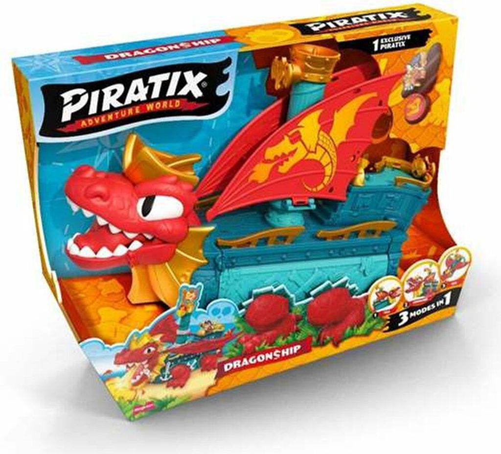 Piratix Piratenschiff S Verwandelbar 3 in 1 Drachenschiff Spielzeug