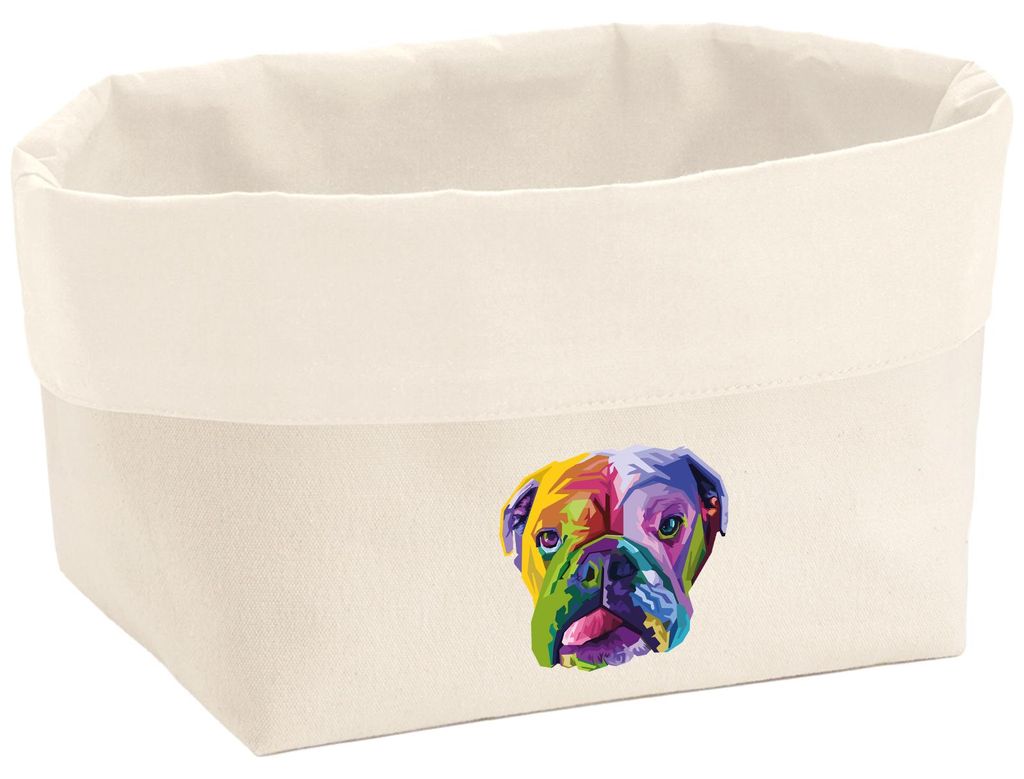 Huuraa Organizer Englische Bulldogge Colorful 8 Liter Large Canvas Baumwolle Utensilo Geschenkidee