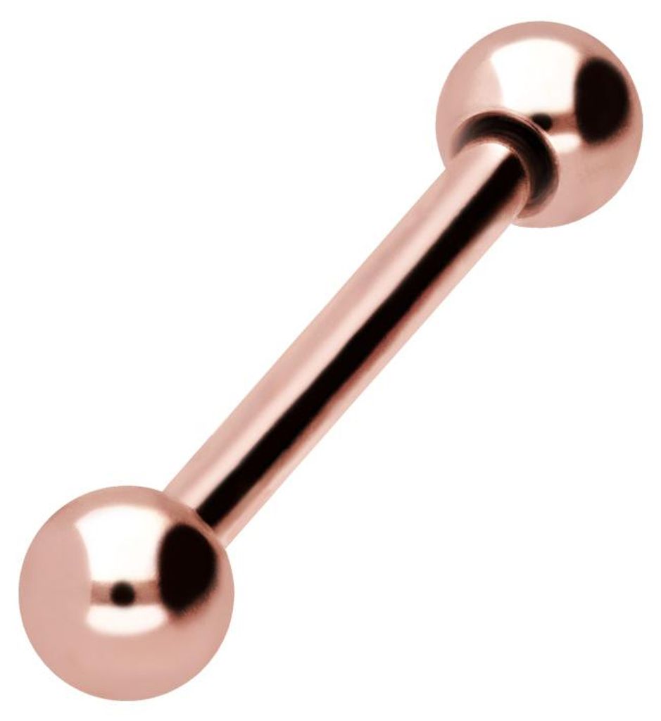 Zungenpiercing, Intim-Piercing Titan Barbell RoséGold Stablänge: 11mm + Stabstärke: 1,2mm + Kugelgröße: 3mm