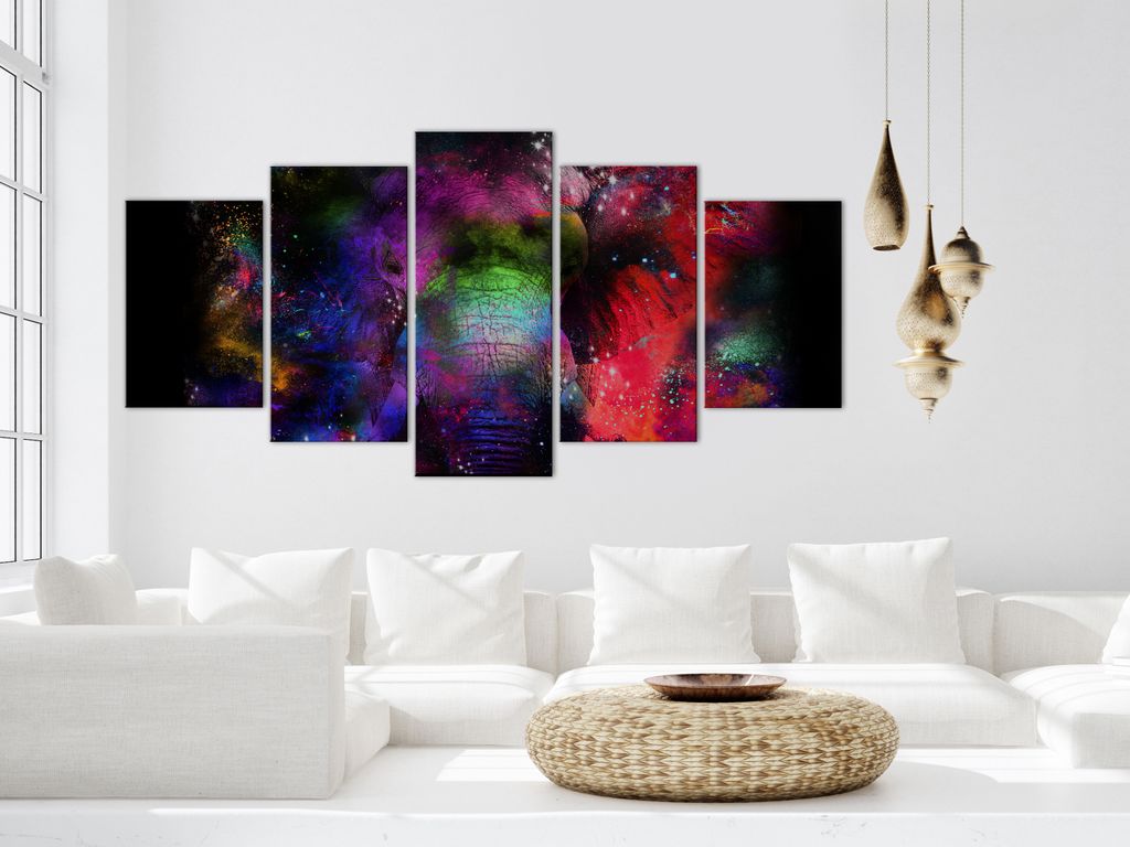 ELEFANT BUNT ABSTRAKT Acrylglasbild Modern Wandbild Glasbild Bilder g-C-0340-k-m
