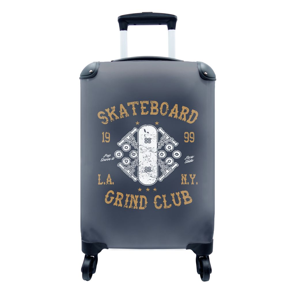MuchoWow Koffer Handgepäck Trolley Rollkoffer Kleine Reisekoffer mit 4 Rollen - Skateboard - Retro - Zitat - Cabin Size < 55x40x23 cm & 55x40x20...