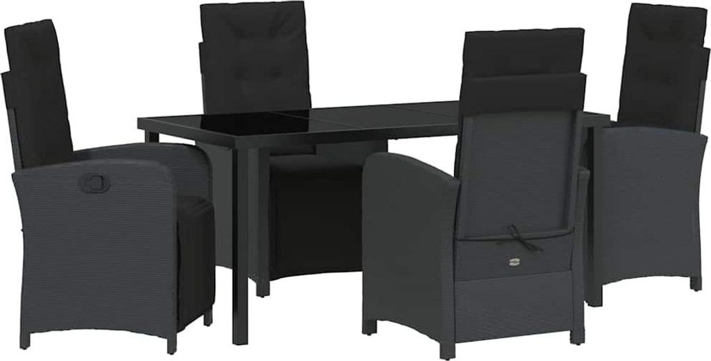 Garten Essgruppe mit Kissen 5 pcs Schwarz Poly-Rattan