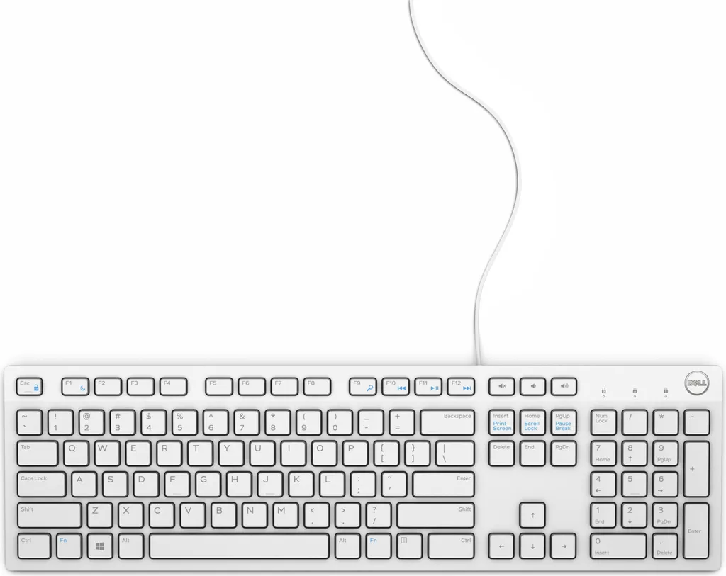 Clavier Dell KB216 Blanc QWERTZ USB : Design Compact et Frappe Ultra-Silencieuse