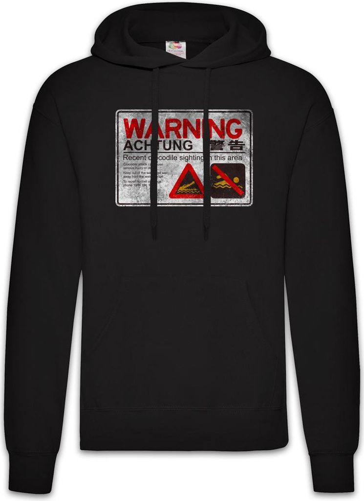 Urban Backwoods Crocodile Warning Sign II, Herren Hoodie, Farbe: Schwarz, Größe: S