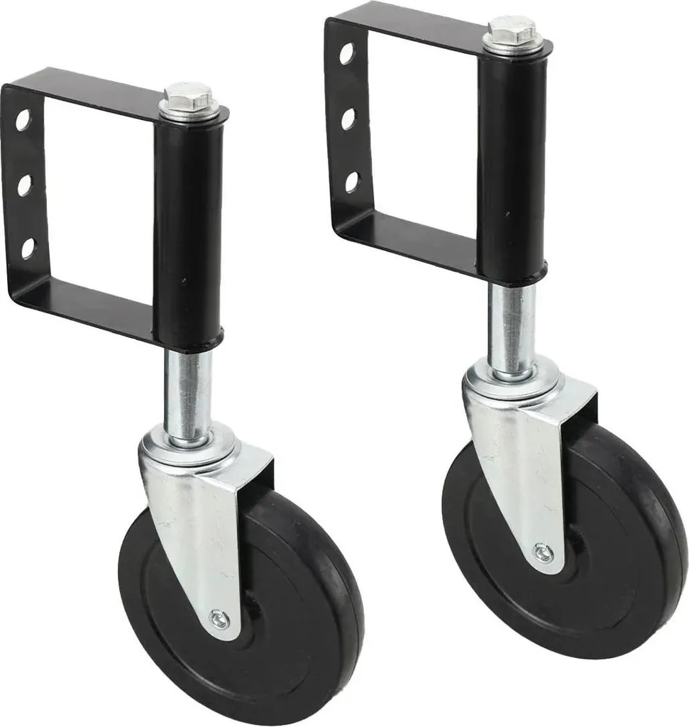 Roue pour portail battant avec amortisseur à ressort pivotante 125 mm