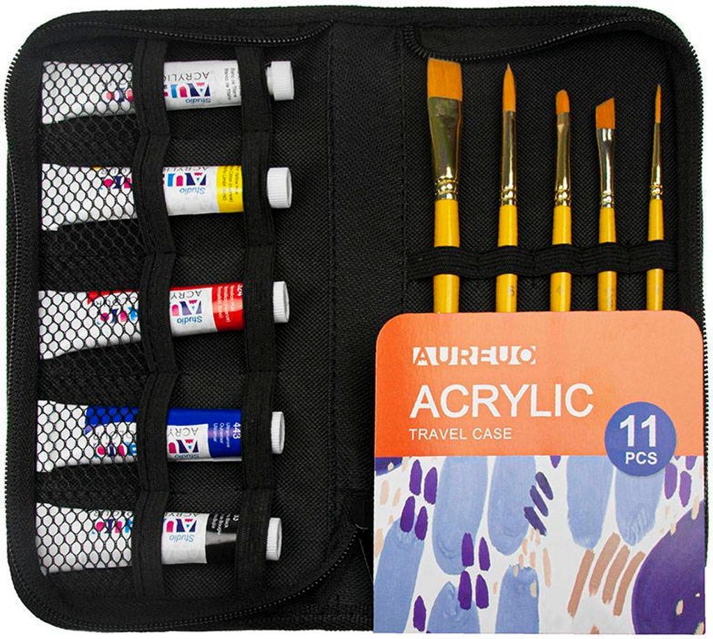 Reise-Malset im Koffer - Phoenix - Acrylfarben 5x12 ml, 5 Pinsel