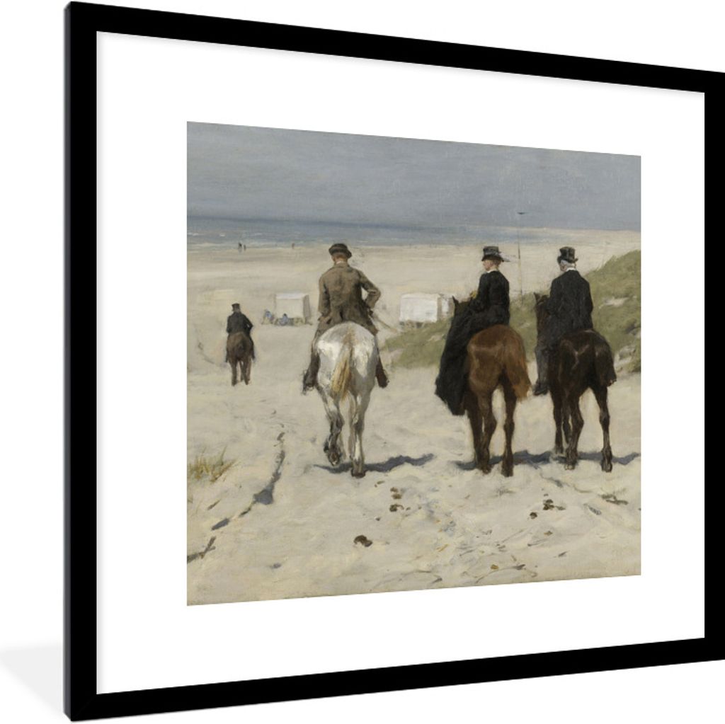 MuchoWow Gerahmtes Poster Morgendliche Fahrt am Strand entlang - Gemälde von Anton Mauve 40x40 cm - Poster mit Schwarzem Bilderrahmen Wandposter...