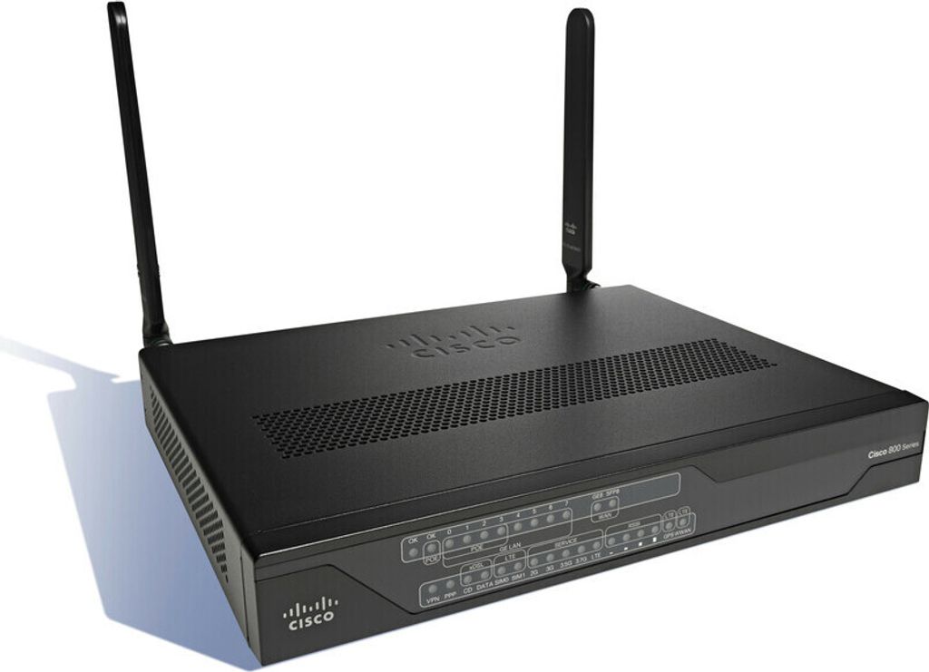 Cisco C897VA, Wi-Fi 4 (802.11n), Ethernet/LAN, 3G, 4G, Schwarz, Tabletop-Router