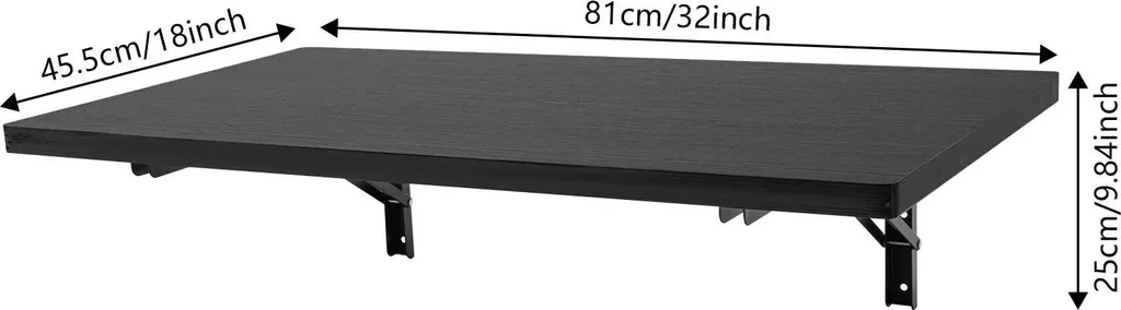 Table pliante murale pour petits espaces - Supporte 250kg - Noir mat