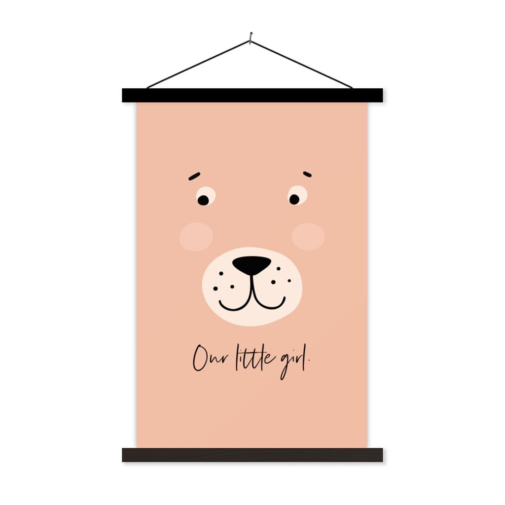 MuchoWow Textilposter Zitate - Unser kleines Mädchen - Sprichwörter - Baby - Kinder - Kinder - Mädchen 60x90 cm mit schwarzem Rahmen - Poster ...
