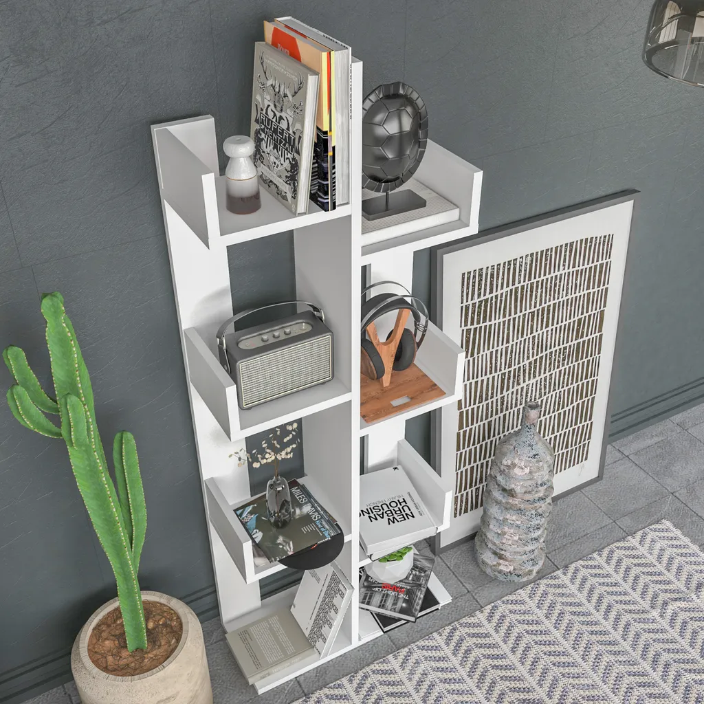 Bibliothèque compacte blanche Luisa 137 cm : solution gain de place déco - 5