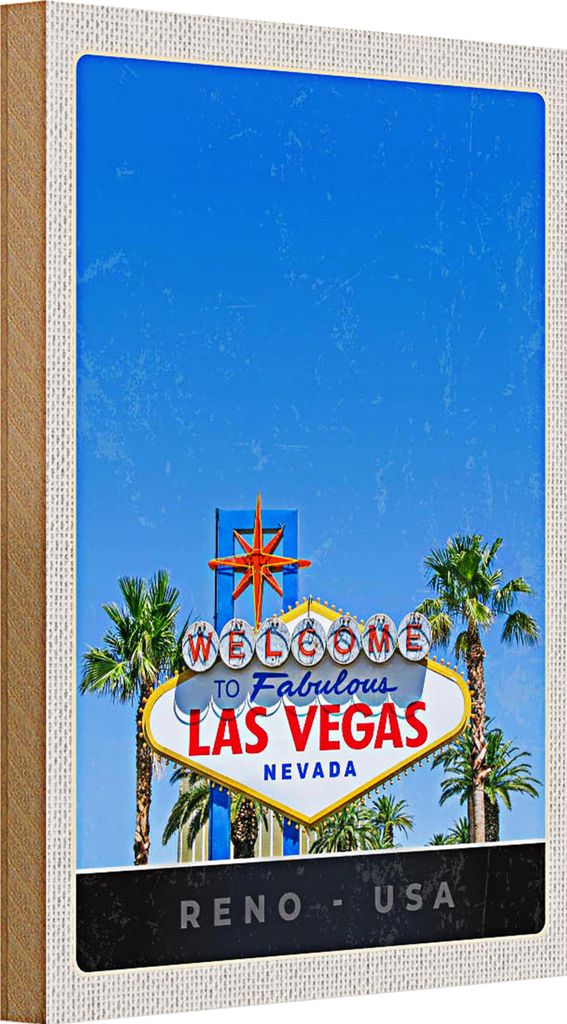 Holzschild Reise 20x30cm Las Vegas Nevada Amerika USA Casino