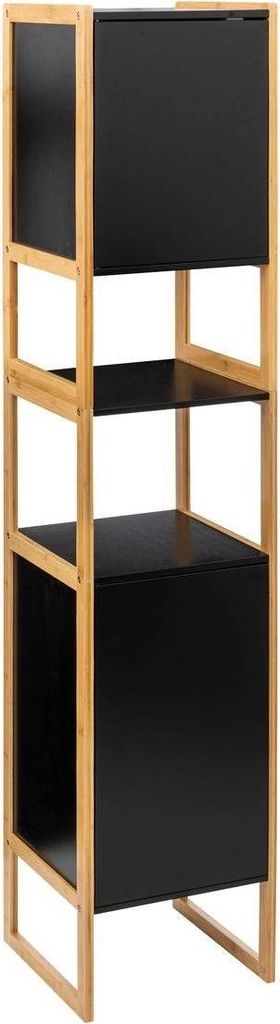Hohes Badezimmerregal mit Schrank - Schwarz