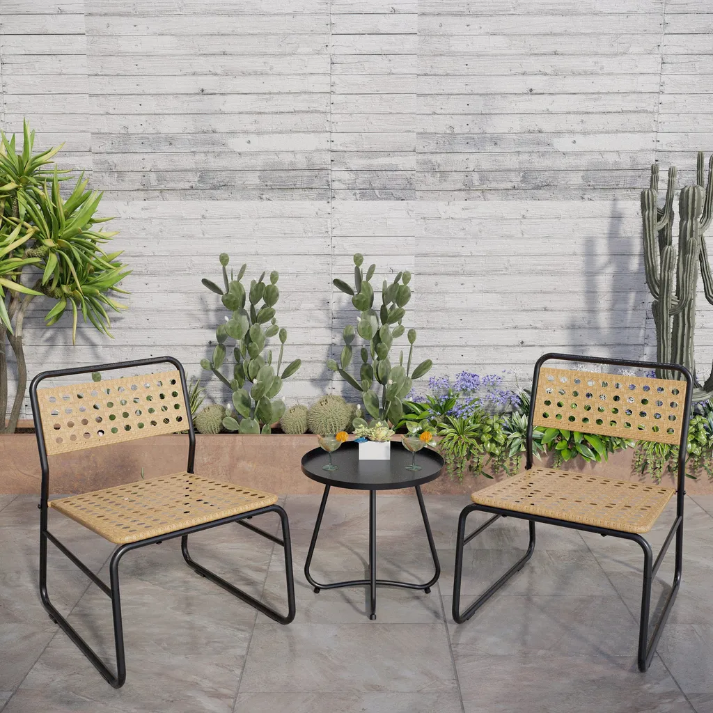 Set da Balcone Brienza 3 Pezzi Beige: Pratico, Lavabile e Resistente - 1
