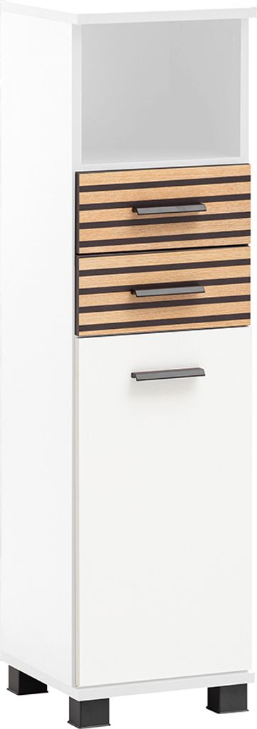 Midischrank weiß matt, Akustikpaneel-Optik KANE-80