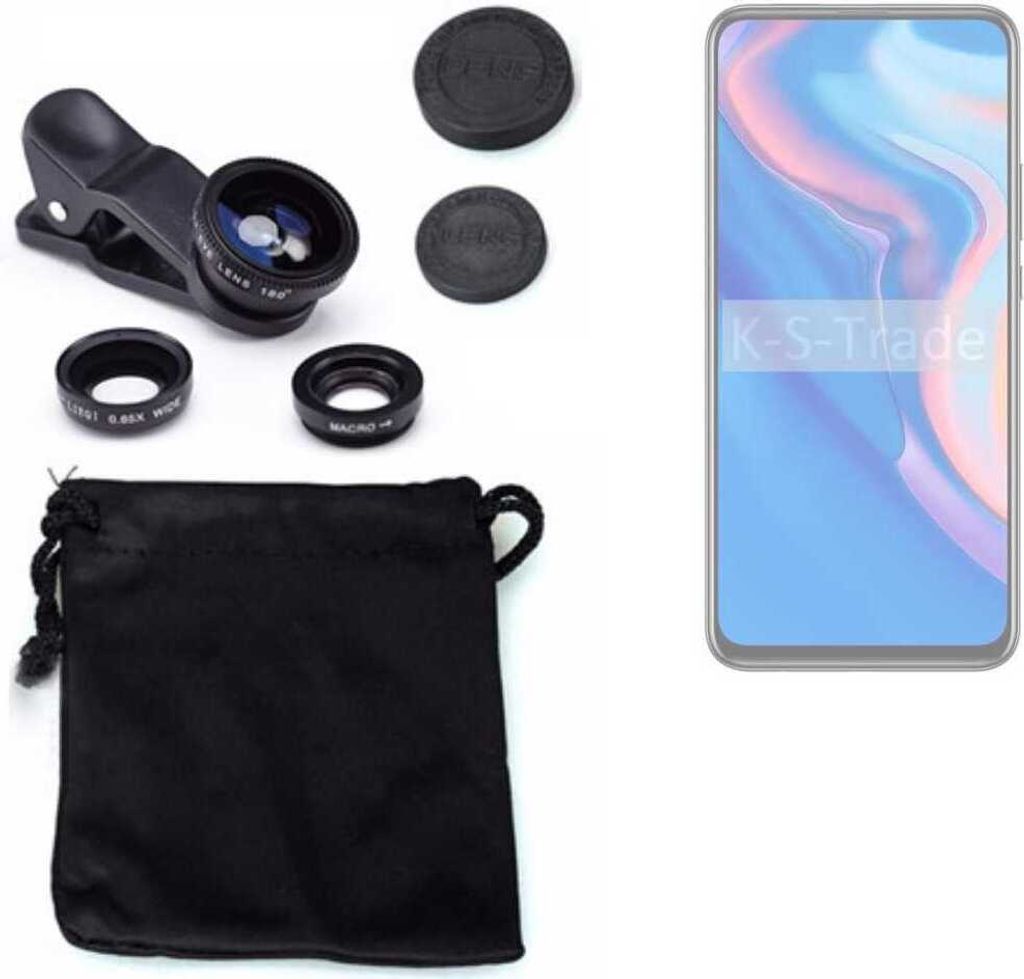 K-S-Trade Smartphone Kamera Linsen Set Kompatibel mit Huawei P Smart Z 3in1 Clip-On Kamera Adapter Macro Weitwinkel FishEye Fischauge Objektiv Linse