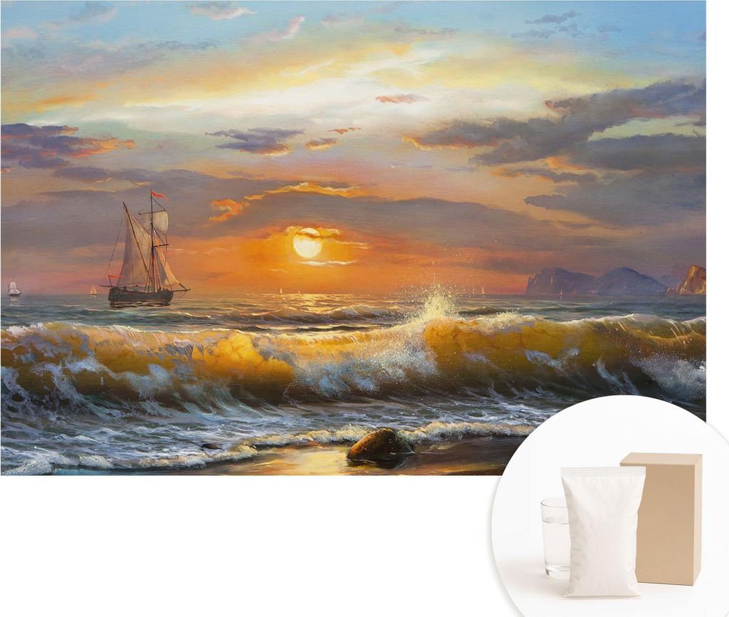 Fototapete - Wandbilder für Wohnzimmer - 104x70 cm - Dekorative Wandfolie - Modernes Design für Wanddekoration - Tapeten für Innenräume - Meere...