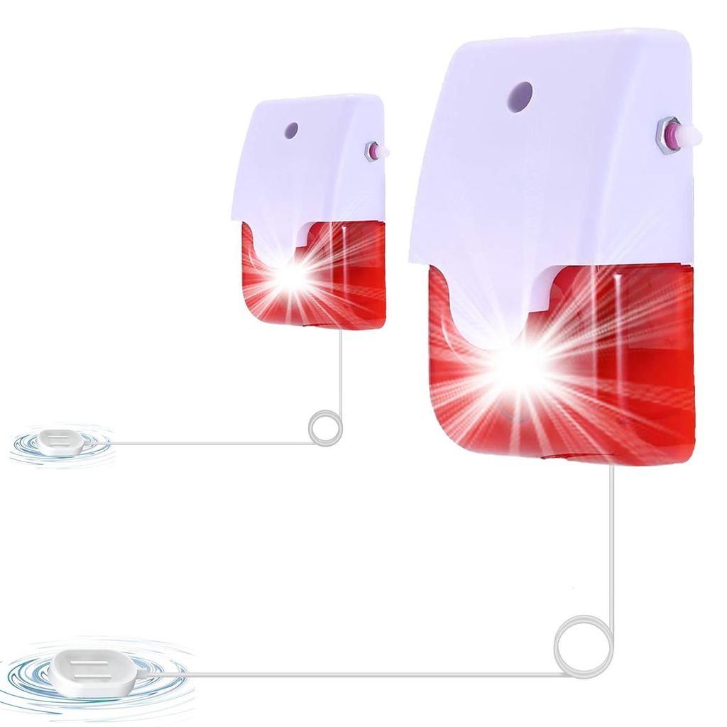 2 Stück Wasser-Leck-Detektor, 5M pro Sonde Kabel, Max 130 dB einstellbare akustische & visuelle Wasser-Sensor, Wasser-Alarm für Haus-Wasser-Tank