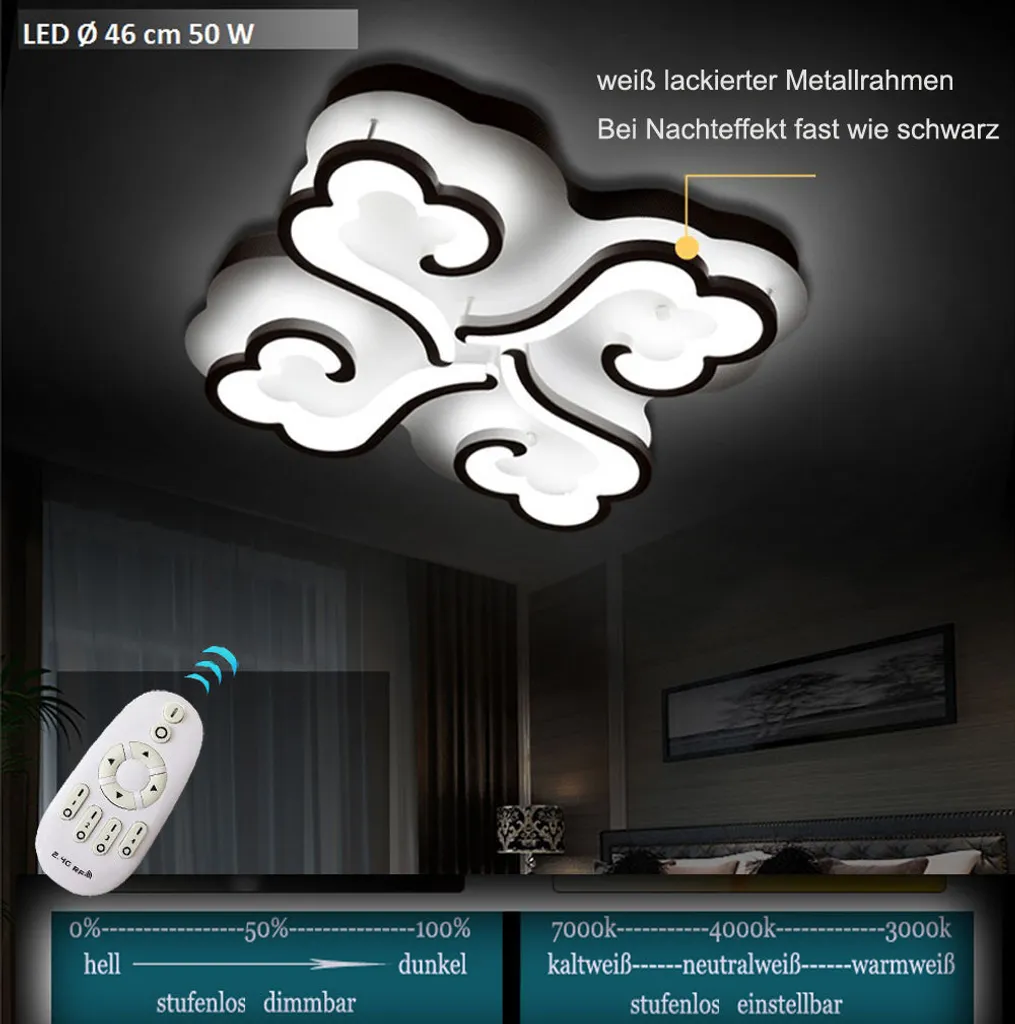 Plafoniera LED 2119-4 con telecomando Colore della luce/luminosità regolabile
