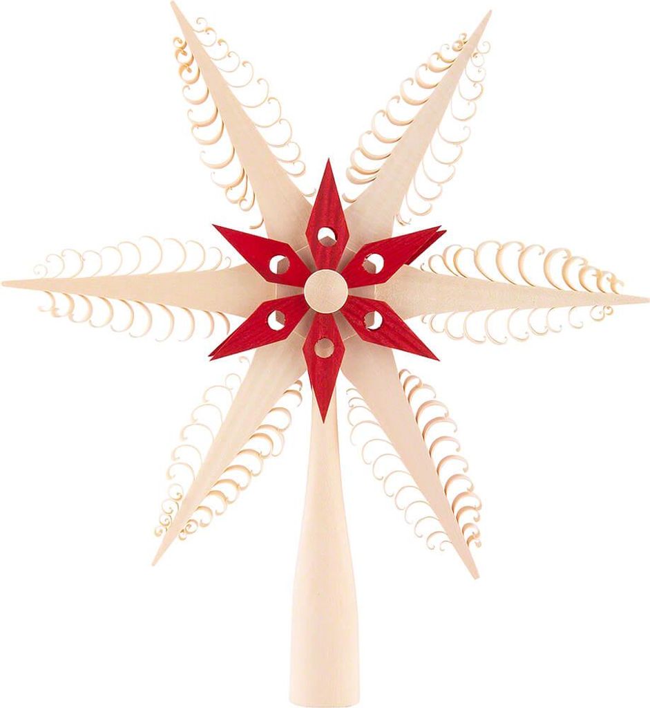 Christbaumspitze Spanstern rot-natur (23cm) von Dregeno Seiffen
