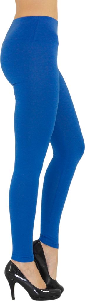 Damen Leggings Leggins lang hoher Bund blau S