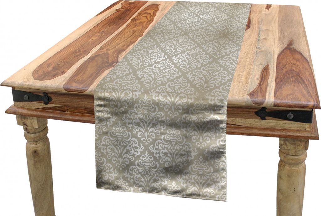 ABAKUHAUS Barock- Tischläufer, Damast wie Royal Motive, Esszimmer Küche Rechteckiger Dekorativer Tischläufer, 40 x 180 cm, Eischale Tan