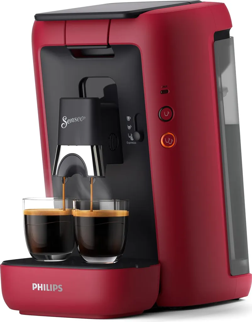 Cafetière Senseo pour café matinal rapide : Modèle Rouge 1,2L 1450W