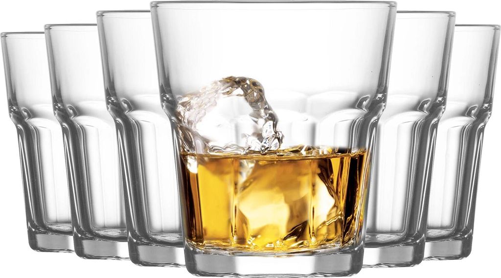 12x Aras 305ml Whisky-Gläser - Glas Altmodisch Scotch Bourbon Rum Cocktail Trinkbecher Geschenkbox-Set - by LAV