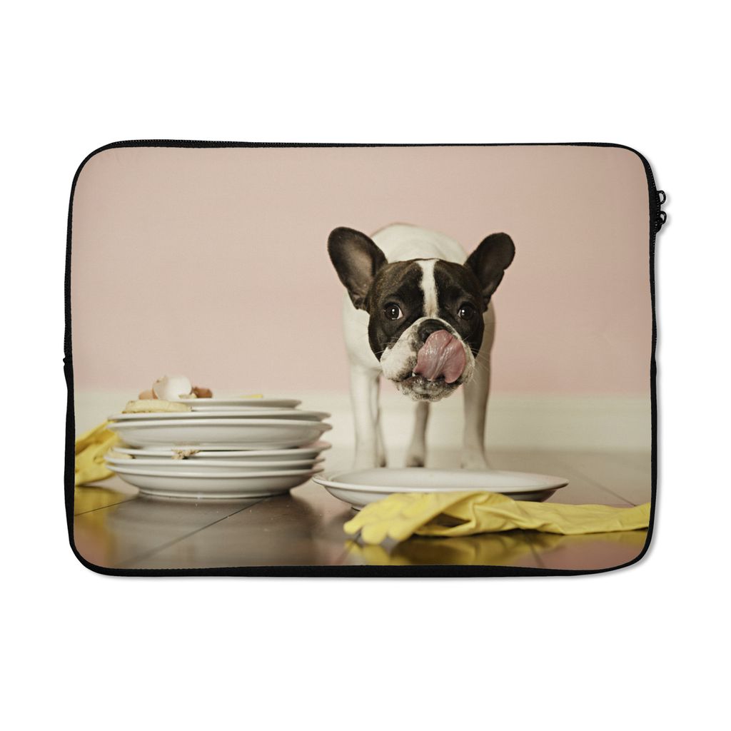 MuchoWow Laptop Hülle 14 ZollHund - Futter - Lecken Laptoptasche - Laptoptasche - Stoßsicher - Schutzhaube