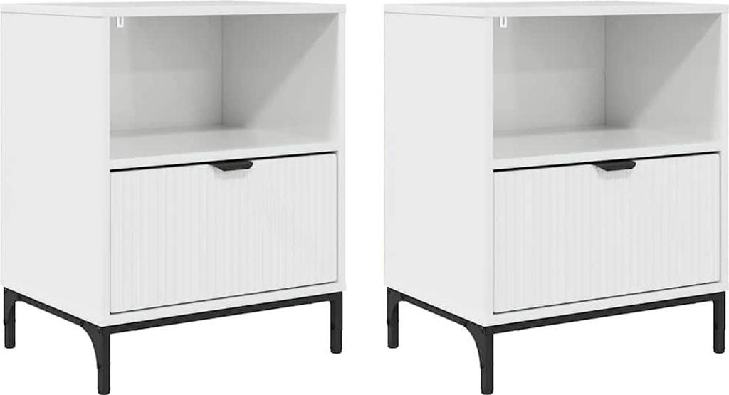 Nachttisch 2 pcs Hochglanz-Weiß 49 x 36 x 61 cm Holzwerkstoff