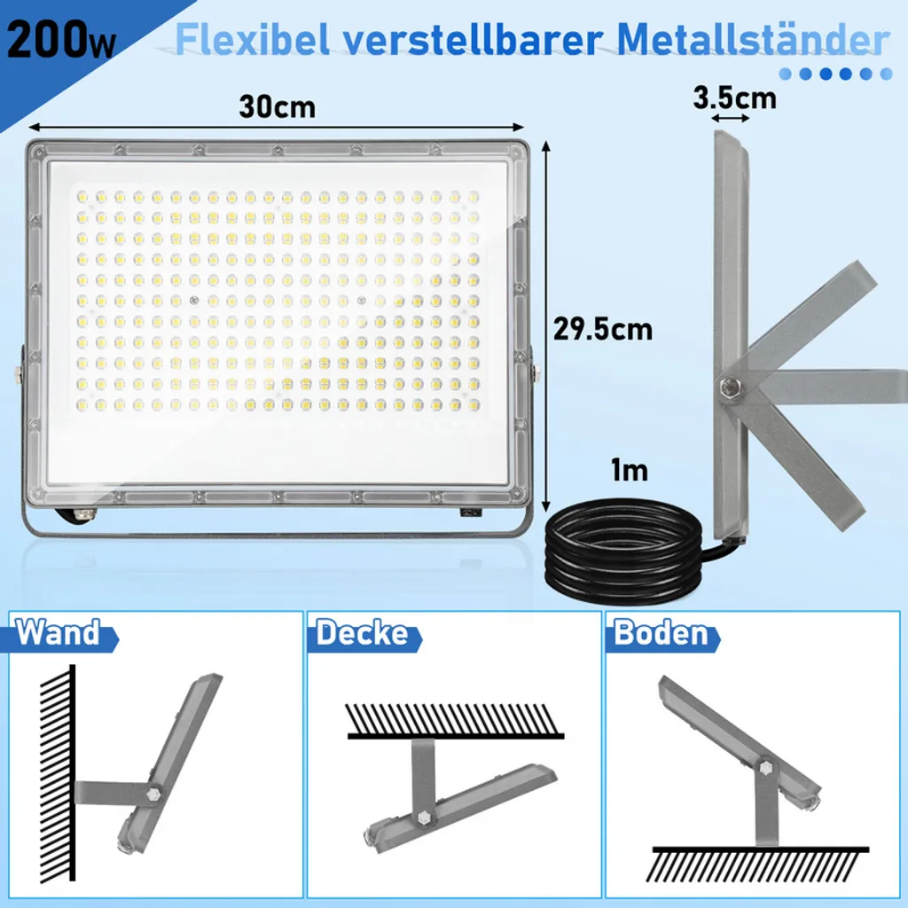 Projecteur LED 200W IP65 : Solution Éclairage Extérieur Haute Puissance - 2