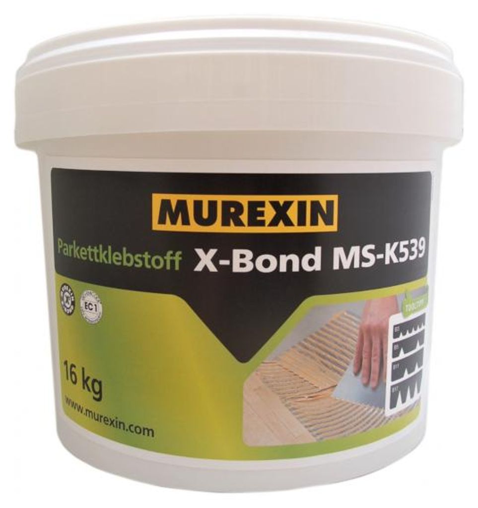 16 Kilogramm | Murexin Parkettklebstoff X Bond MS K539, Elastischer STP Klebstoff, Emissionsarm EC1, Geruchsneutral, Wasserverarbeitet, Fussbodenhe...