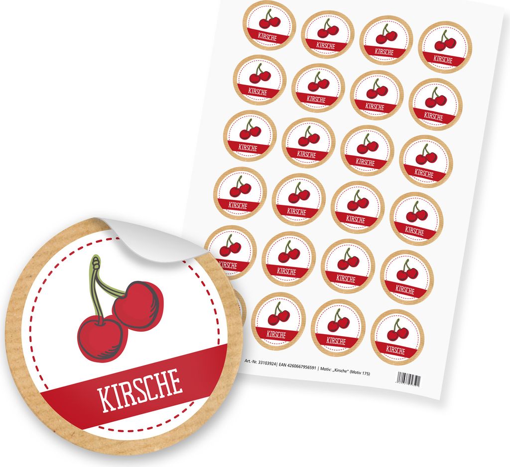 itenga 24x Sticker "Kirsche" (Motiv 175) Produktbild 