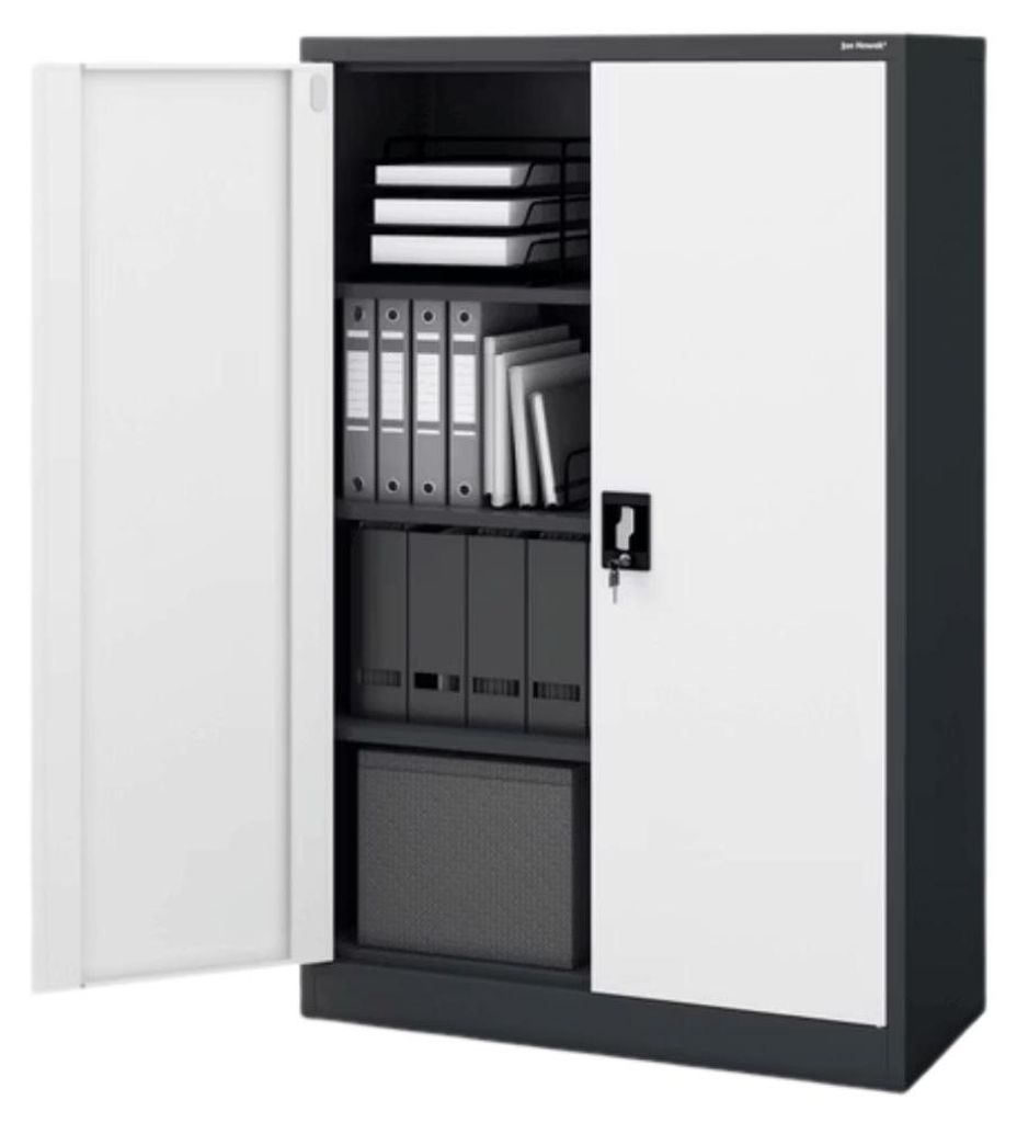 Aktenschrank abschließbar KEVIN 4 Ebenen verstellbar Flügeltüren | Metallschrank Werkstatt Mehrzweckschrank Büroschrank aus Stahl Werkzeugschra...