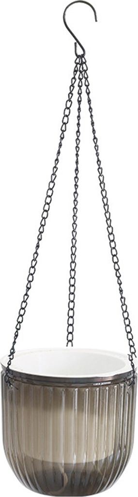 1 Set Hanging Blumenopf mit Ketten transparenter Hängebung selbst absorbierender Wasserpflanztopf Blumenpot Gartenbedarf-Grau ,Größen:L