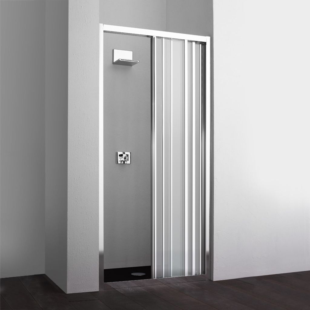 KIAMAMI VALENTINA Nischenduschtür 'Soffio' – Nach Innen Faltbar, 80 Cm Breit, 195 Cm Hoch, Chrom/Glas