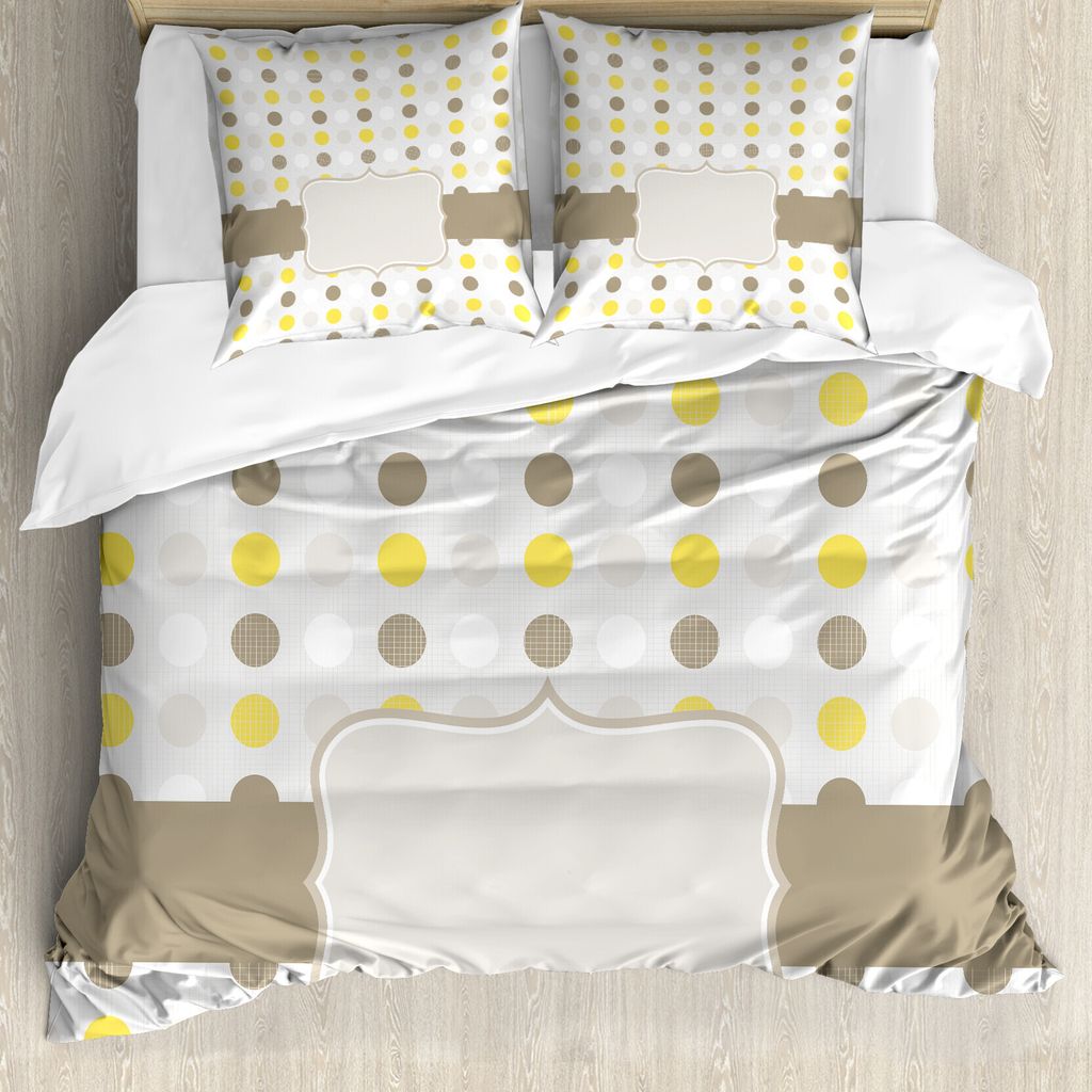 ABAKUHAUS Abstrakt Bettbezugs Set Für Doppelbetten, Retro Tupfen, Milbensicher Allergiker geeignet mit Kissenbezügen, Hellbraun Ringelblume und W...