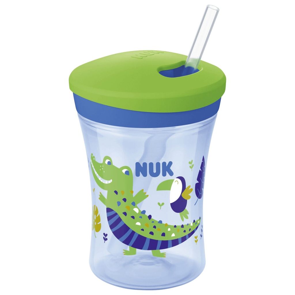NUK Trainer Cup Trinklernbecher | auslaufsicherer Becher mit weichem Trinkschnabel & ergonomischen Griffen | 6+ Monate | 230 ml | -frei | blaues Ze...