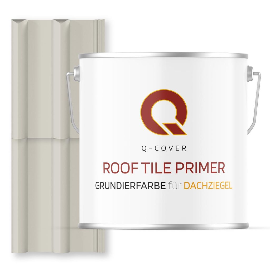 Grundierfarbe für Dachziegel Grauweiß RAL 9002 5 L | wetterfeste Dachbeschichtung | für Ziegel, Beton, Eternit | UV-beständig | Q-COVER