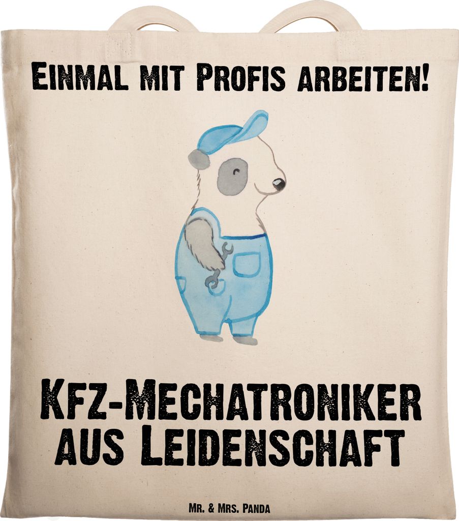 Mr. & Mrs. Panda Shopping Tasche Kfz-Mechatroniker Leidenschaft - Transparent - Geschenk, canvas, Spruch, Ausbildung, Stoffbeutel, Einkaufstasche, ...