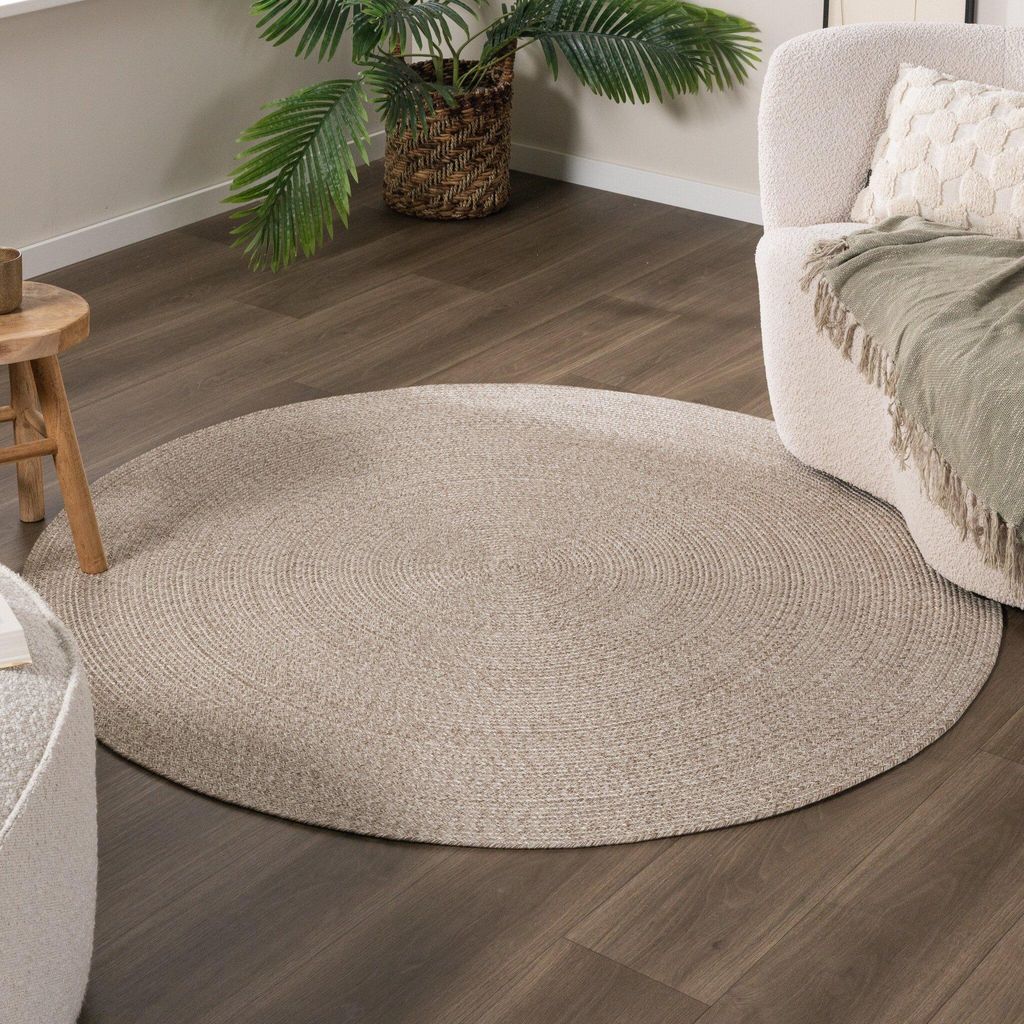 Outdoor Jute Teppich Rund - Bali Beige - Ø 200 cm - Wohnzimmer, Esszimmer, Balkon, Garten, Terrasse - FRAAI | Home & Living - Boho, Ländlich