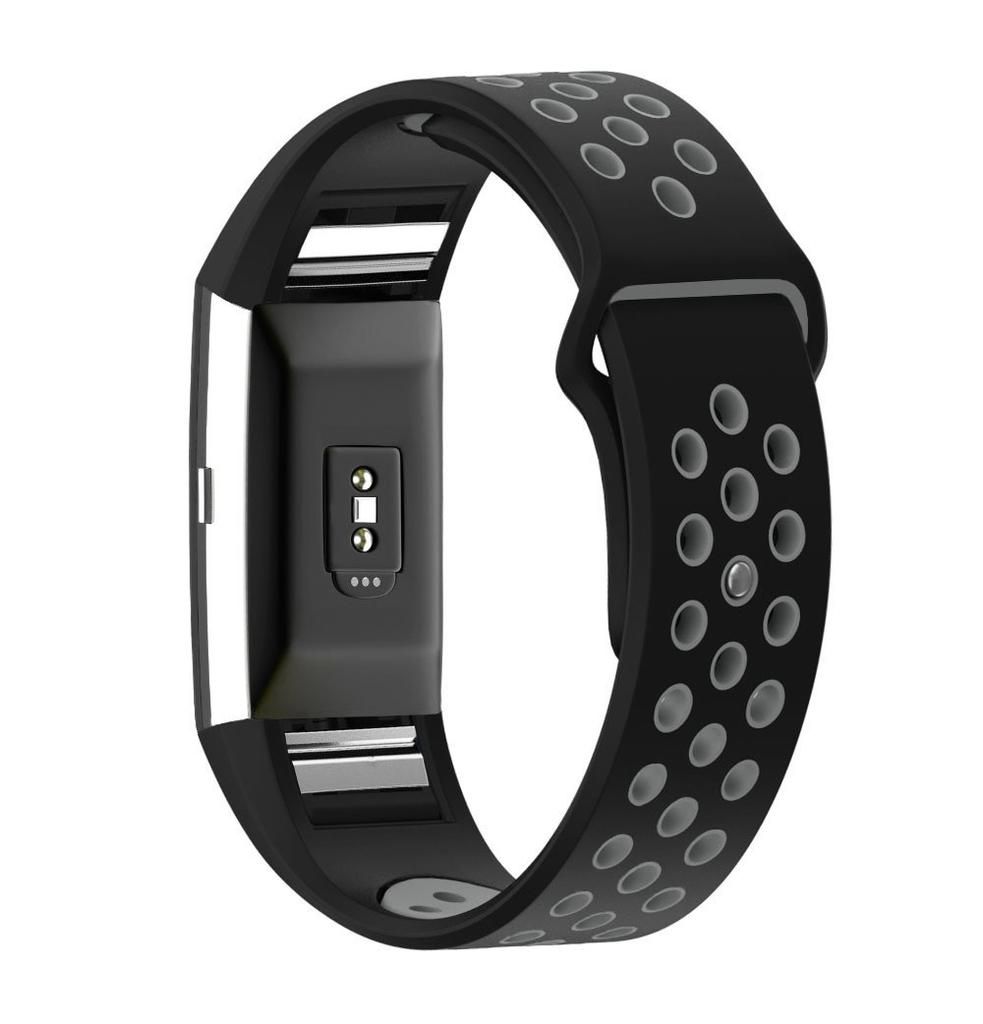 Silikoner Sport Armband Tracker Band für Fitbit Charge 2 Schwarz 