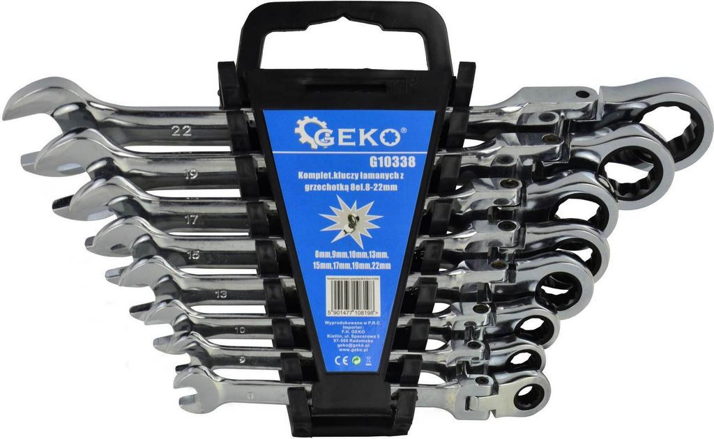 GEKO Klíče ráčnové očkoploché s kloubem 8 ks 8-22 mm G10338 Obrázek produktu 