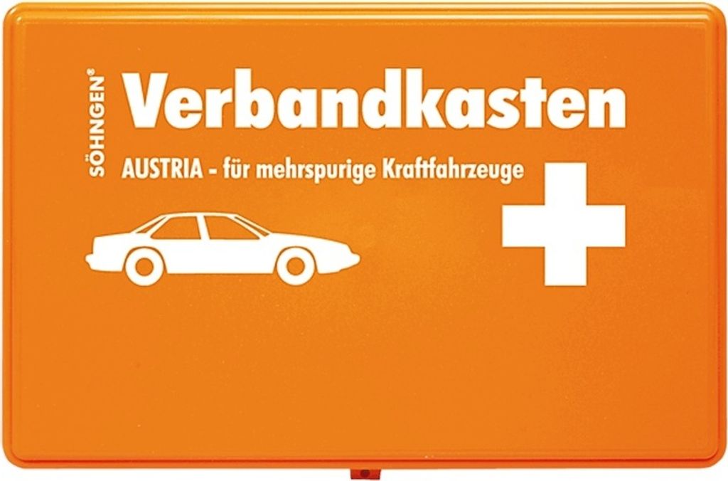 KFZ-Verbandkasten Austria für mehrspurige Kraftfahrzeuge orange