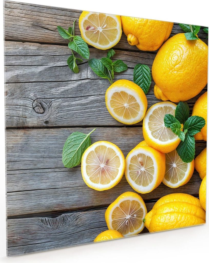 Küchenrückwand Spritzschutz Glas mit Motiv Lemon Fresh 40 x 40 cm