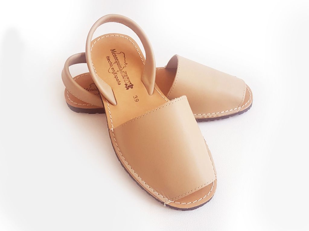 Avarcas Minorquine Damen Sandalen, Echtleder, Beige, 35 EU