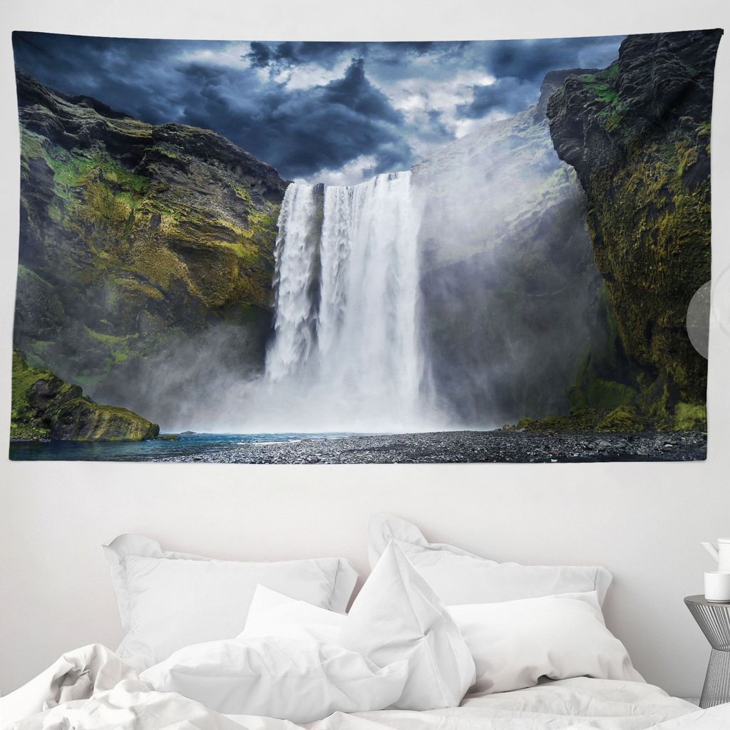 ABAKUHAUS Landschaft Wandteppich, Amerika Cliffs Szene aus Weiches Mikrofaser Stoff Waschbar ohne Verblassen Digitaldruck, 230 x 140 cm, Grün Wei...